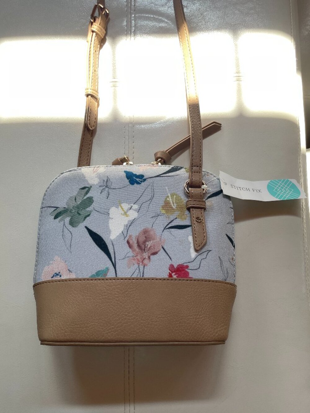 NWT Market & Spruce Floral Canvas Tan Dome Crossbody Bag